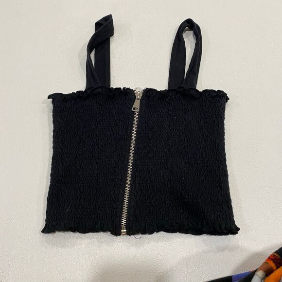 ME to WE Black Smocked Crop Tank Top Women’s Size Small - Picture 2 of 6